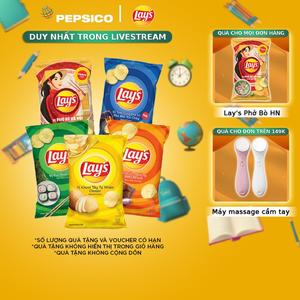Combo 5 Snack Lay's Tự nhiên 90g, Tảo Biển 90g, Sườn Nướng BBQ Brazil 90g, Tôm Càng Phô Mai 90g, Phở Bò Hà Nội 88g