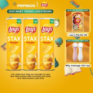 Combo 3 Snack Lay's Stax Khoai Tây Miếng Vị Tự Nhiên 150G