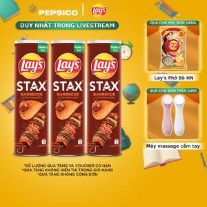 Combo 3 Snack Lay's Stax Khoai Tây Miếng Vị Thịt Nướng BBQ 150G