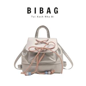 Balo Nữ Mini Thắt Nơ Dây Rút Thời Trang BL05 Da Đeo Vai Backpack Kem ️đen sang trọng túi đeo chéo & túi đeo vai