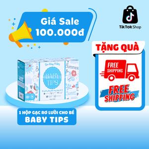 Gạc rơ lưỡi Baby Tips làm sạch mảng bám, cặn sữa, nấm và khuẩn cho bé - Hộp 30 gói