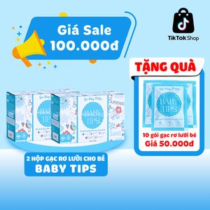 Combo 2 Gạc rơ lưỡi BabyTips làm sạch mảng bám, cặn sữa, nấm và khuẩn cho bé - 2 Hộp 30 gói