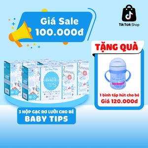 Combo 3 Gạc rơ lưỡi BabyTips làm sạch mảng bám, cặn sữa, nấm và khuẩn cho bé - 3 Hộp 30 gói
