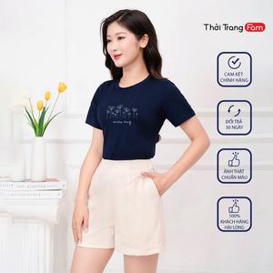 Áo Phông  nữ Chất cotton mềm mịn Form suông họa tiết Hoa Lồng Chữ  - thương hiệu FAM