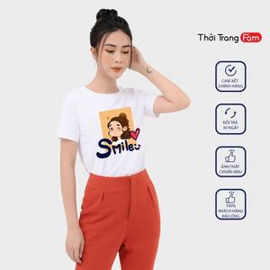 Áo Thun nữ cổ tròn họa tiết in họa tiết Búp Bê      - thương hiệu FAM