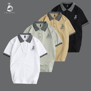 Áo thun polo nam cổ bẻ thêu gấu LILI thổ cẩm chất vải mắt chim cao cấp trẻ trung năng động thoải mái loại 1  - POLOUMAOR Menswear Top Shirt Trắng Có Cổ