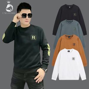 Áo thêu chữ R nam và nữ chất liệu nỉ da cá, đơn giản, ấm áp, cao cấp  - ( POLOUMAOR ) Menswear Hoodie Dài Tay Đen Tay Dài