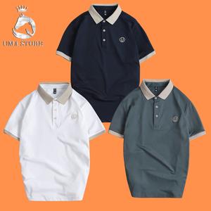 Combo 3 áo polo thêu U có cổ bẻ của nhà U.M.A hàng xuất dư xịn thanh lịch mát lim ngắn tay top thun new 2024 đen be trắng Menswear Nam Tay Ngắn Shirt Cộc Tay có thể giặt máy sang trọng áo thun