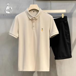 Áo Polo Thêu hình ong - POLOUMAOR Menswear Nam Top Có Cổ Shirt Xanh Dương Ngắn Tay
