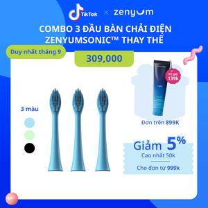 [CHÍNH HÃNG] Combo 3 Đầu Bàn Chải Điện Zenyum Sonic Thay Thế - Công Nghệ Singapore - Đen/Xanh Dương/Xanh Mint