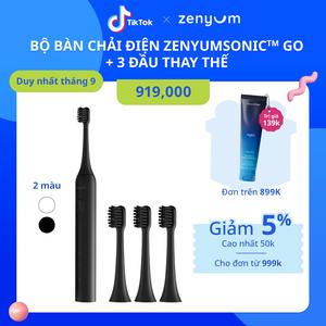 [Chính hãng] Bộ Bàn Chải Điện Zenyum Sonic GO Cơ Bản - 1 Bàn Chải + 3 Đầu Thay Thế - Đen/Trắng